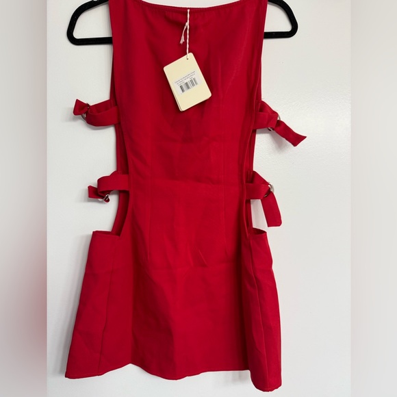NWT Peppermayo Exclusive - Cherish You Buckle Mini Dress - Red, size 2 - Picture 7 of 13